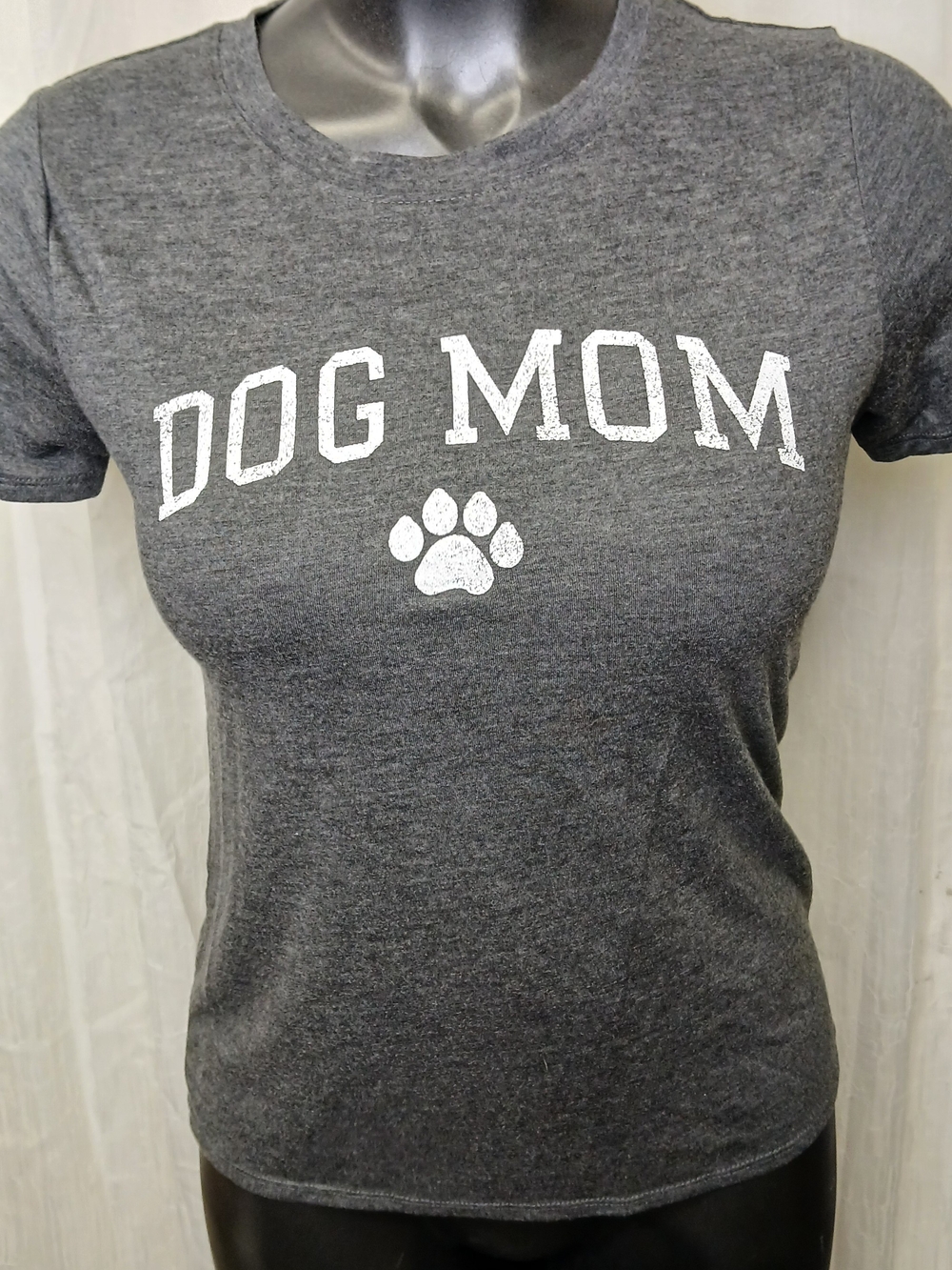 Dog Mom Short Sleeve T-Shirt - Gray with White Print